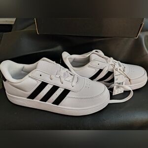 Adidas White and Black Striped Sneakers.
